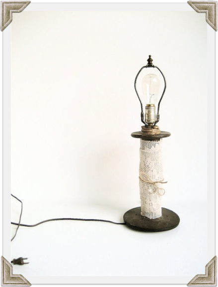vintage spool as lamp