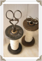  vintage spool and twine with scissors
